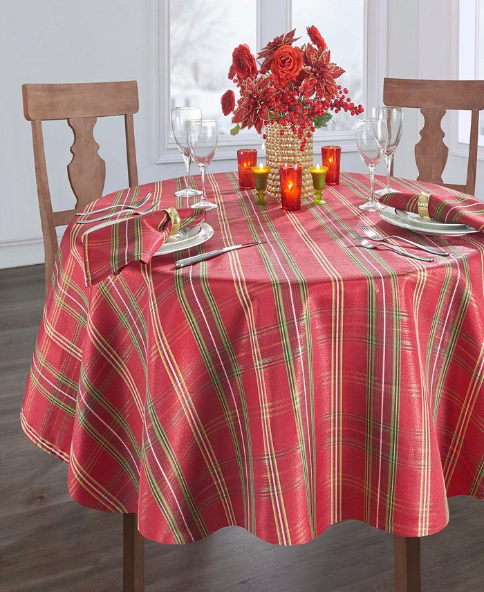 Elrene Shimmering Plaid Tablecloth - 60 x 84 Oval