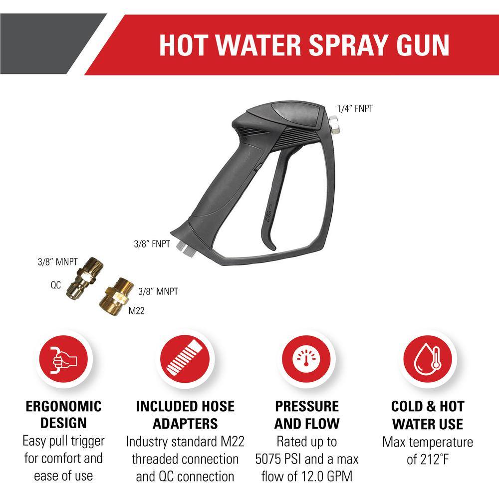 SIMPSON Professional Spray Gun with 14 in. FNPT Outlet Connection for Hot Water Pressure Washers M22 and QC Adapters Included 80178