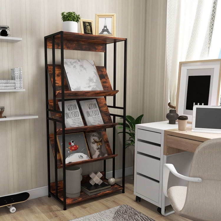 Industrial Bookshelf Storage Shelf Display Rack with Adjustable Shelves