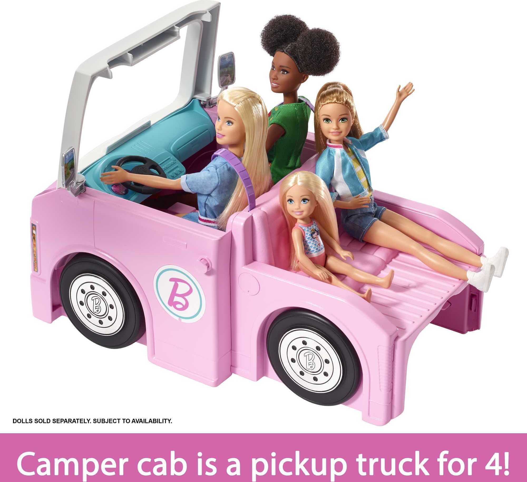 Barbie 3-in-1 DreamCamper Playset (Truck, Boat and House) with Pool and 50 Accessories