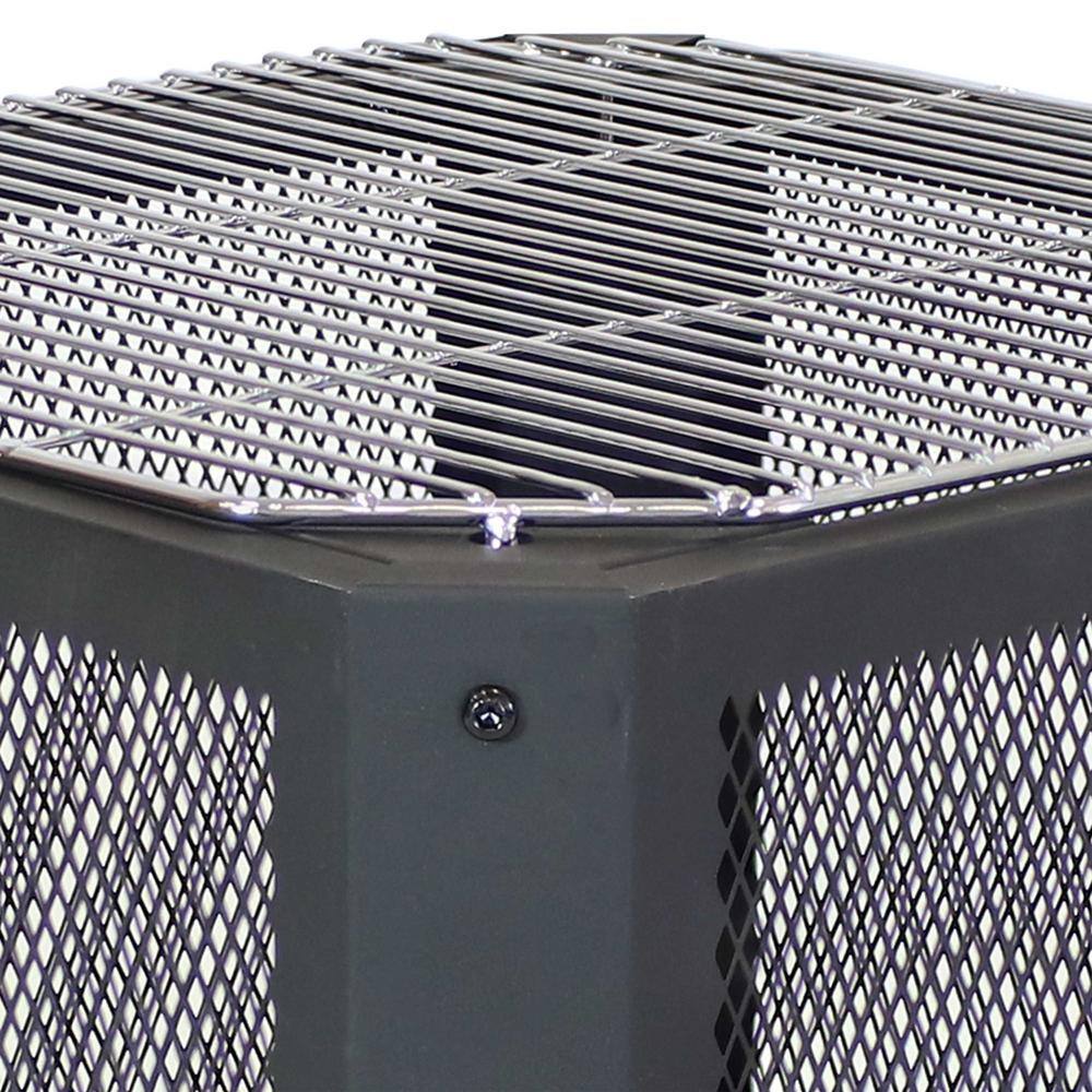 Sunnydaze Decor Grelha 16 in. Square Outdoor Steel Fire Pit with Grilling Grate RCM-880