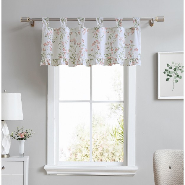 Laura Ashley Fawna Tab Top Valance 50x20 Pastel Red