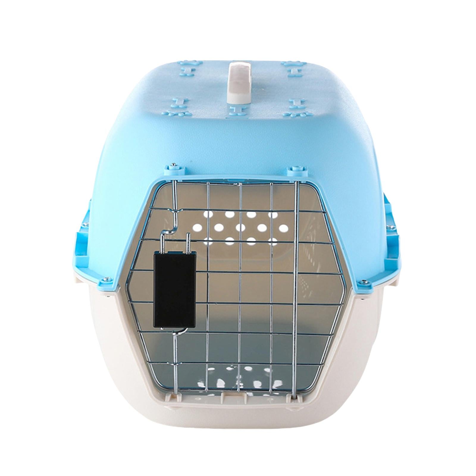 Portable Hard Sided Travel Carriers Kennel Tote Case Airline Carrying Breathable Cat Dog Cage for Puppy Rabbits Traveling Walking Hiking ， 58x40x36cm Blue