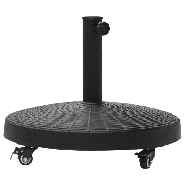 Round Heavy Duty Umbrella Stand For 1 5 quot Or 2 quot Umbrella Poles Patio Market Stand Black