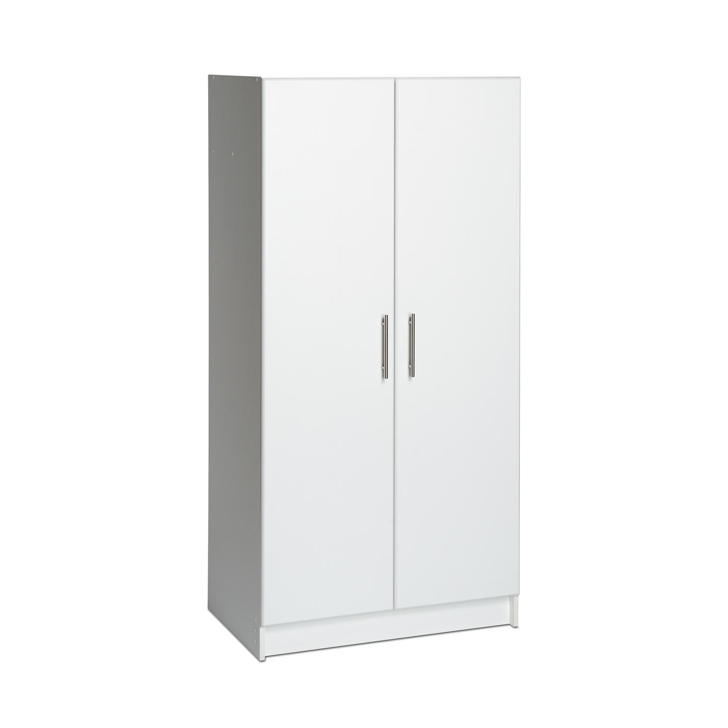 Prepac Elite 32 Wardrobe Cabinet with Adjustable Hinges， White Laminate Finish