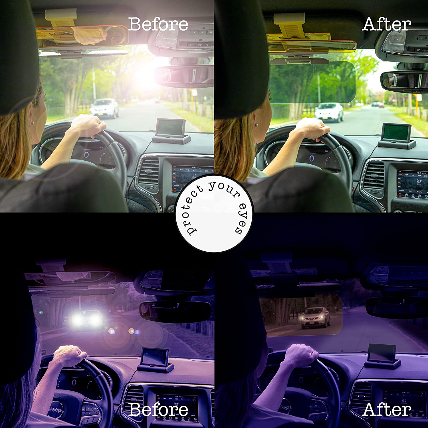 Car Windshield Visor Night Anti-Glare - Zone Tech  Universal Sunshade and Night Vision Anti-Dazzle Windshield Driving Visor