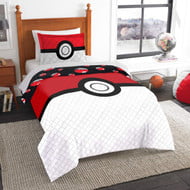 Pokemon 'Pokeball' Twin/Full Quilt and Sham Set