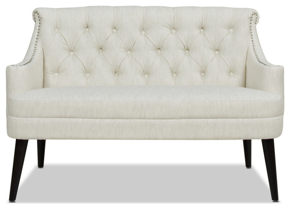 Stella Roll Arm Velvet Tufted Banquette Settee   Contemporary   Loveseats   by Jennifer Taylor Home  Houzz