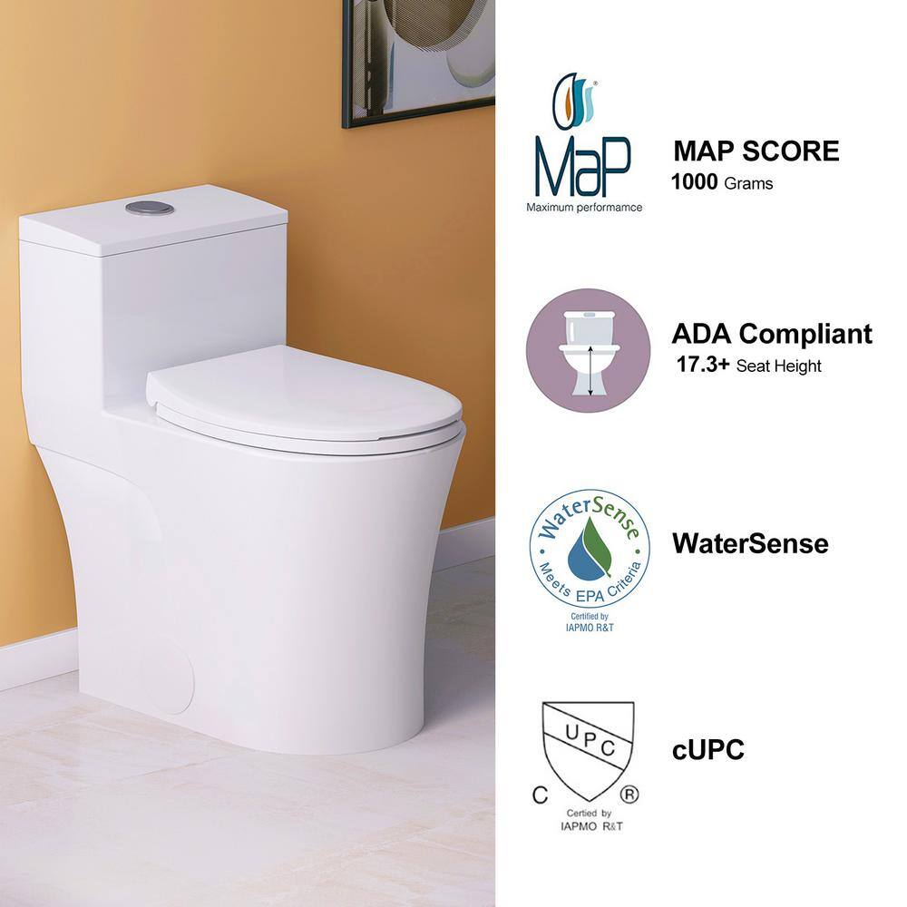 HOROW 1-piece 0.81.28 GPF Dual Flush Elongated Toilet in White Seat Included HR-0038W