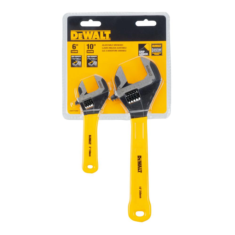 Dewalt DWHT75497 2 Pc. Dip Grip Adjustable Wrench， Yellow