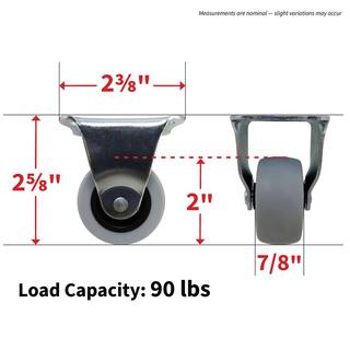 Everbilt 2 in. Gray Rubber Like TPR and Steel Rigid Plate Caster with 90 lbs. Load Rating 4033245EB