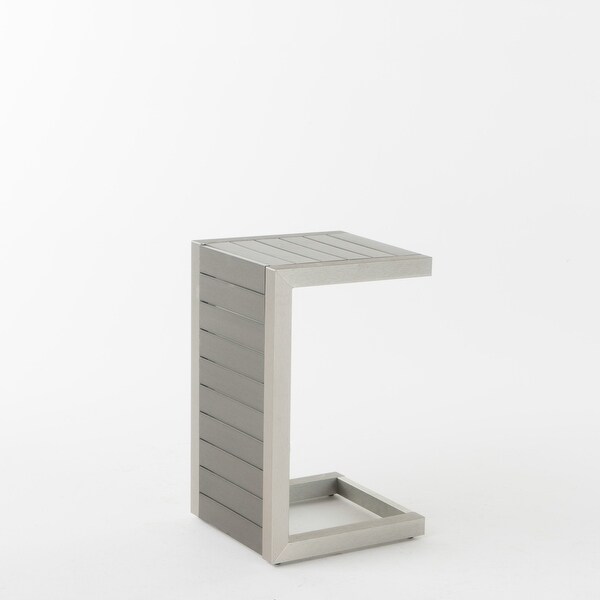 Outdoor Cshaped Table with a Sleek Aluminum Frame and Conveniently Versatile Design