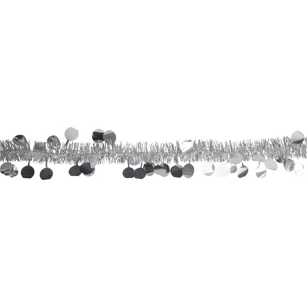 Silver Tinsel Christmas Garland With Polka Dots Unlit