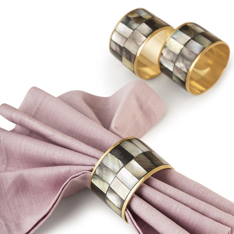 GAURI KOHLI Serena Black Pearl Napkin Rings， Set of 6