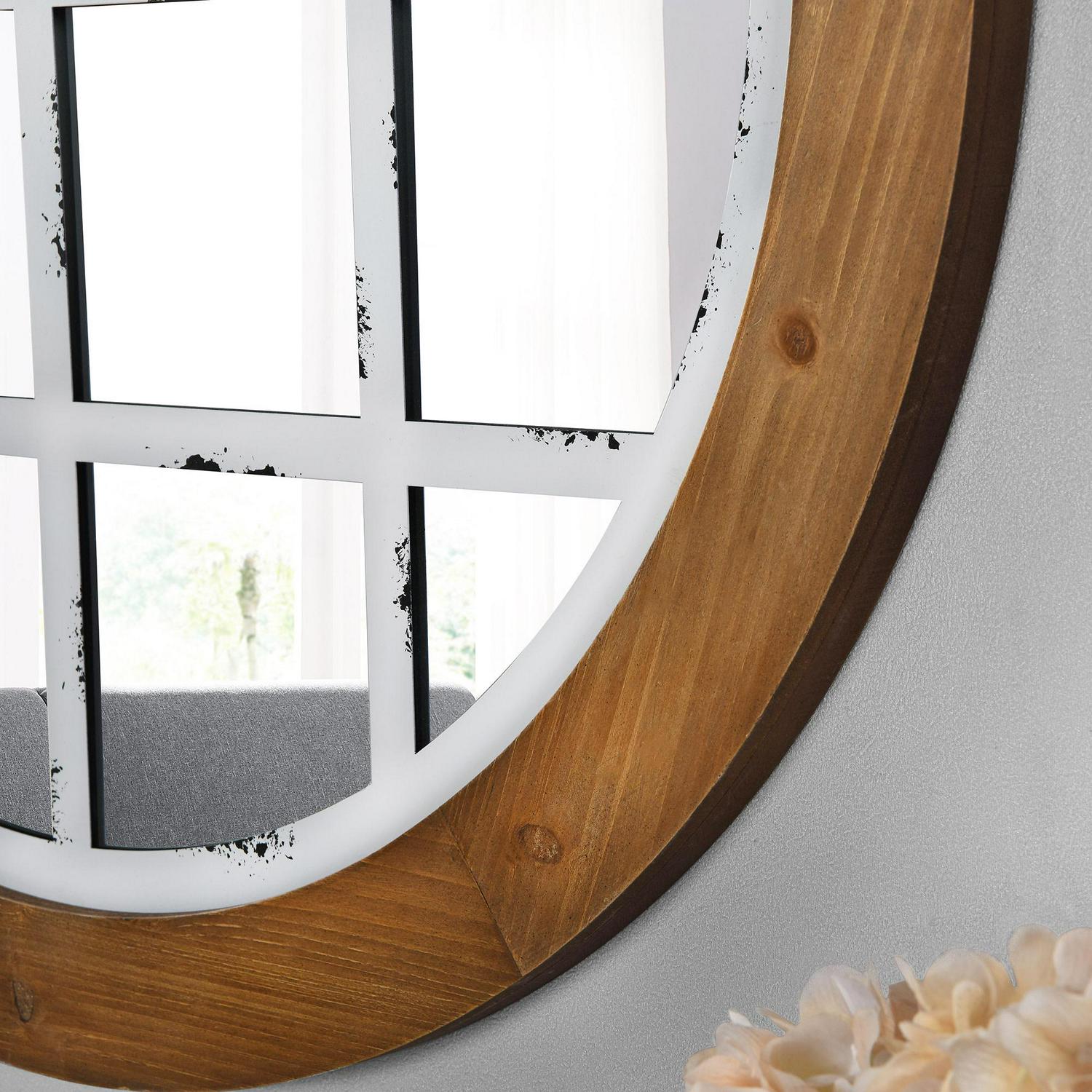 FirsTime and Co Brown And White Covington Arch Wall Mirror Farmhouse Round 30 x 11 x 30 in  Crowdfused