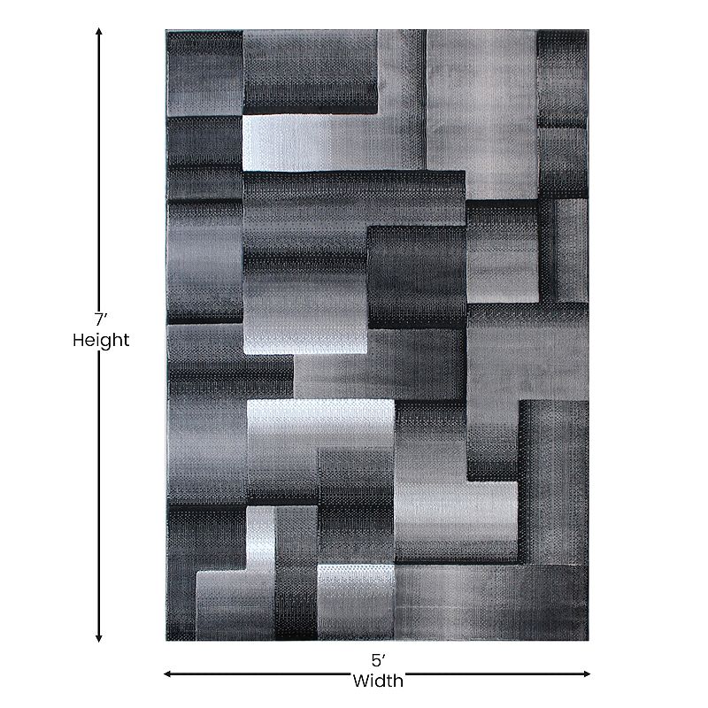 Masada Rugs Masada Rugs Trendz Collection 5'x7' Modern Contemporary Area Rug in Black， White and Gray-Design Trz861