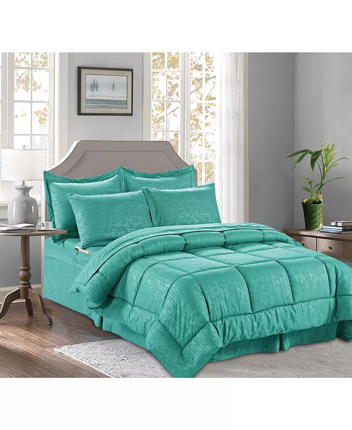 Elegant Comfort Bamboo Pinted 6 Pc. Comforter Set， Full Queen