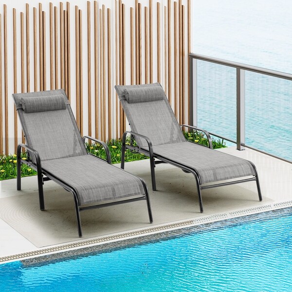 EROMMY Outdoor Patio Lounge Chair，Adjustable Recliner Outdoor Lounge Chairs，Multiple Colors Available