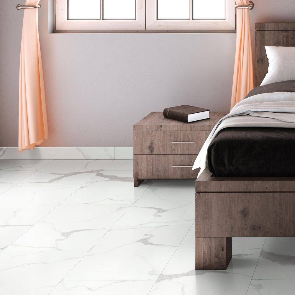 AA Surfaces Calacatta Skov 12 MIL x 12 in. W x 24 in. L Click Lock Waterproof Vinyl Tile Flooring (19.4 sqftcase) VTRHDCLSKO12X24