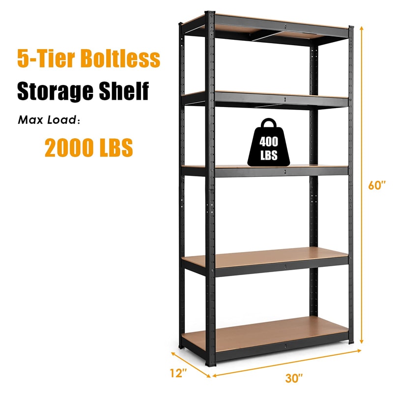 60 Inch Metal Garage Storage Shelves 5-Tier Adjustable Garage Shelves Tool Organizer