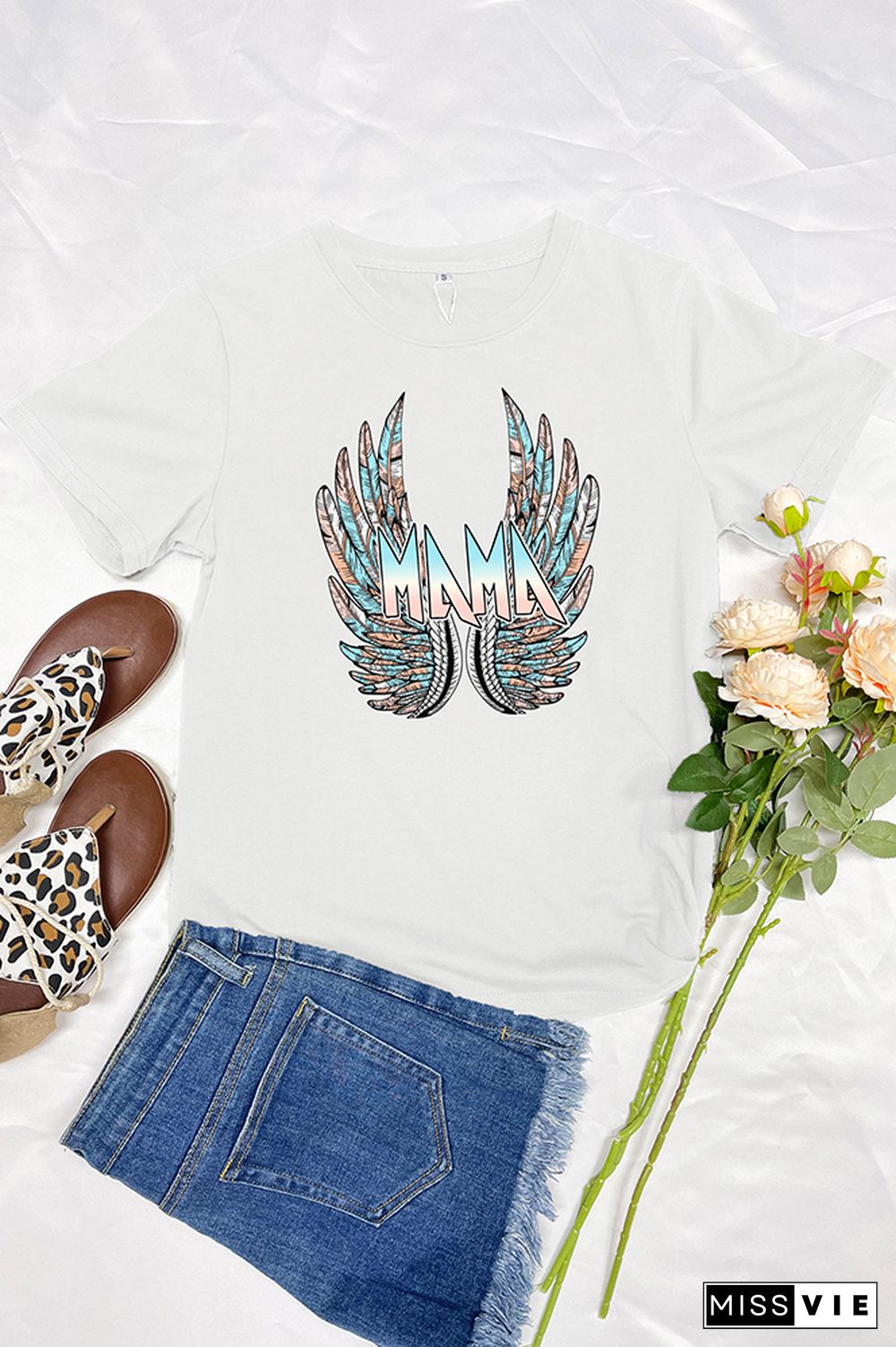 MAMA with Wings Short Sleeve Graphic Tee Wholesale