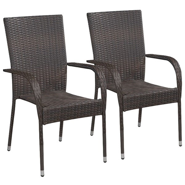 3 Piece Patio Dining Set Poly Rattan Brown -  - 37576010