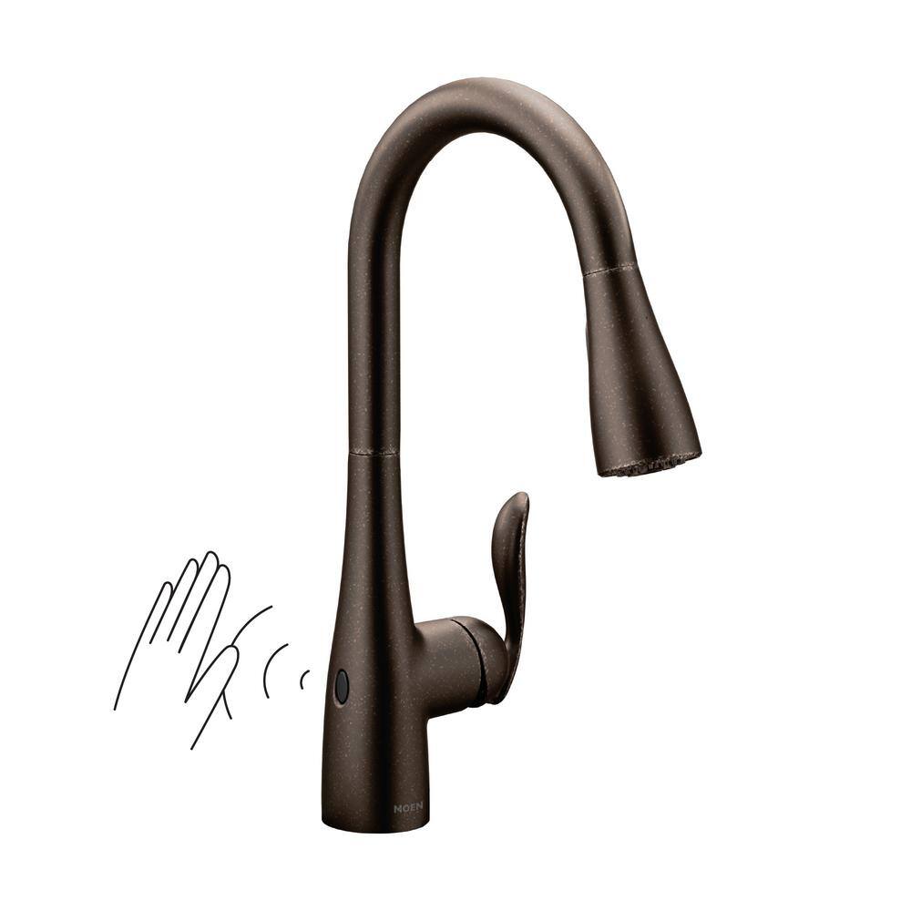 MOEN Arbor Touchless Single-Handle Pull-Down Sprayer Kitchen Faucet with MotionSense Wave in Oil rubbed Bronze 7594EWORB