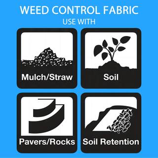 UPGRADE 6 ft. x 300 ft. Weed Barrier Landscape Fabric with U-Shaped Securing Pegs Heavy-Duty Block Gardening Mat Weed Control 2-AG-06300H50