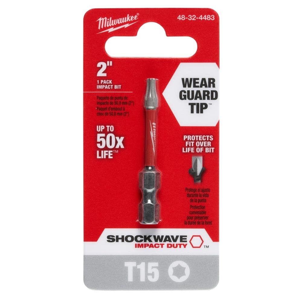 Milwaukee SHOCKWAVE 2 in. Impact Torx T15 Power Bit 48-32-4483 from Milwaukee