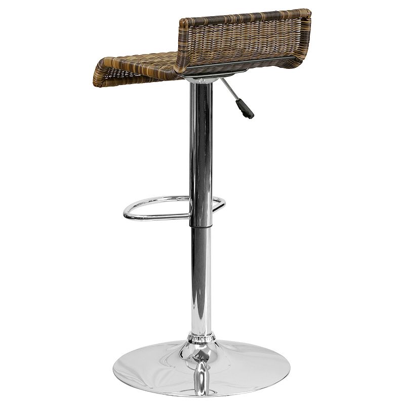 Emma and Oliver Wicker Adjustable Height Barstool with Waterfall Seat