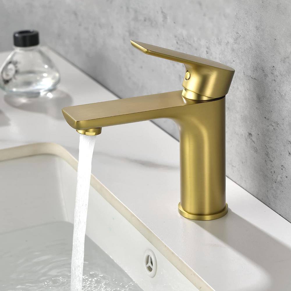 UKISHIRO Single Handle Single Hole Bathroom Faucet with Spot Resistant in Brushed Gold SMD00JN22032204