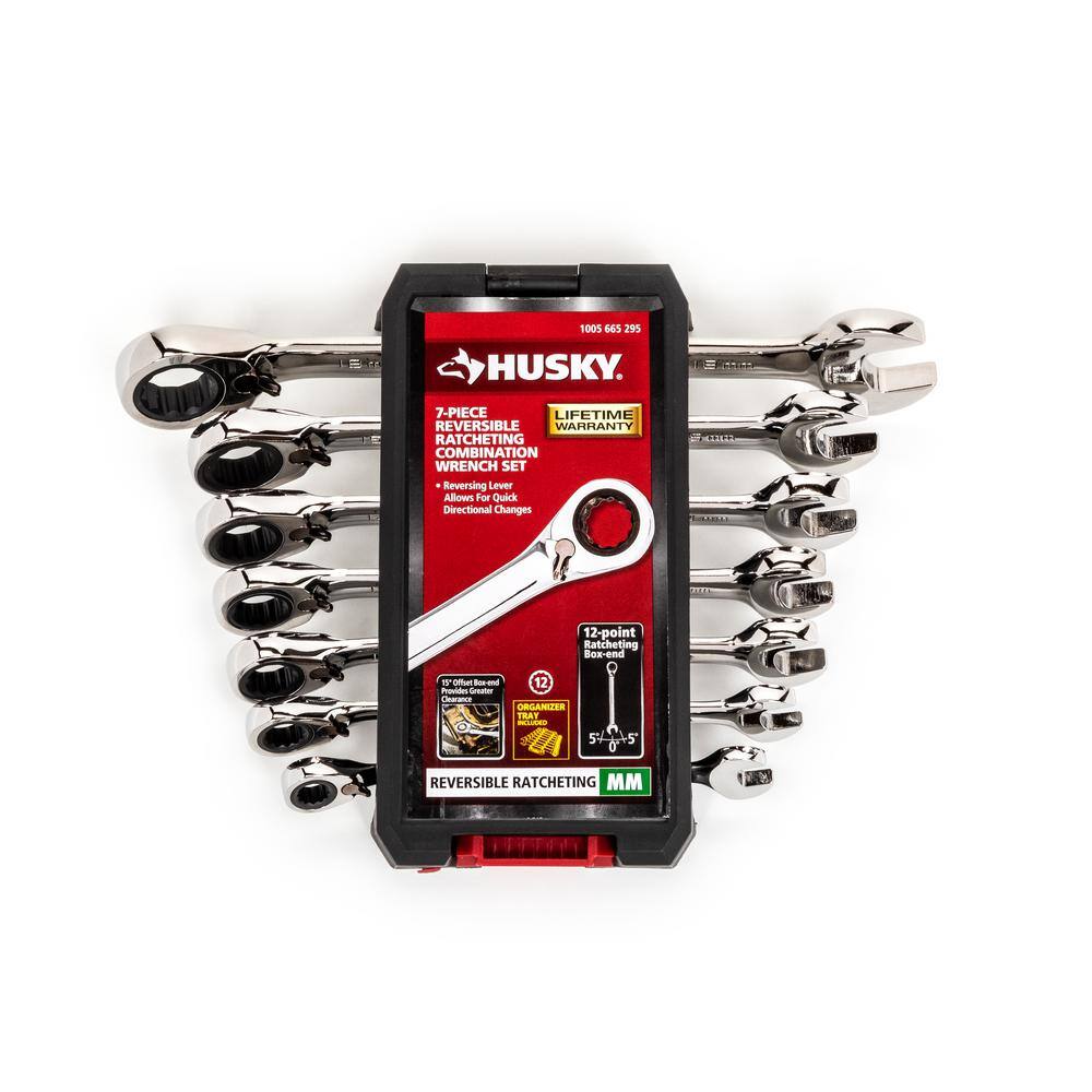 Husky Reversible Ratcheting MM Combination Wrench Set (7-Piece) HRRW7PCMM