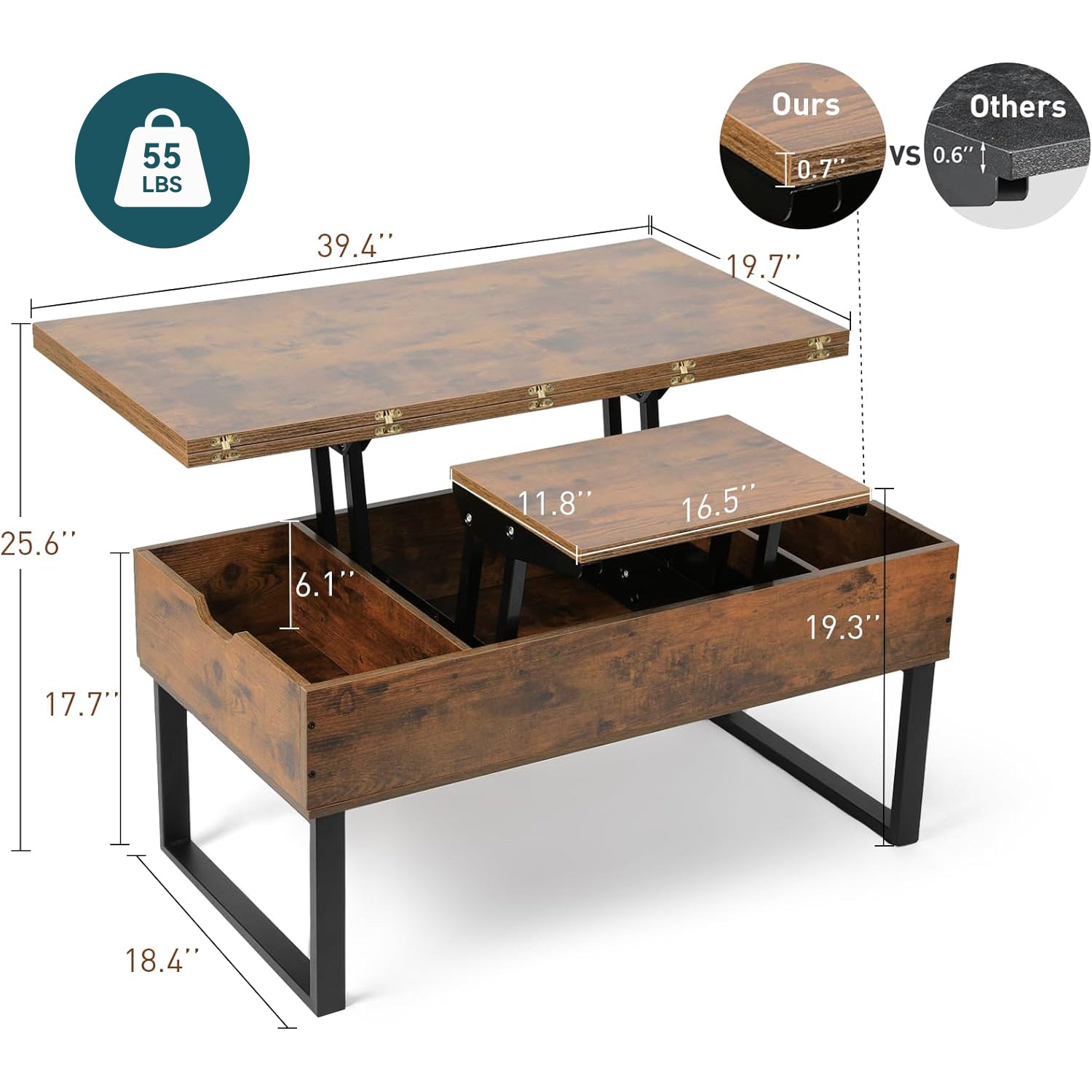 Lift Top Coffee Table Modern Lift Dining Table 3 in 1 with Storage