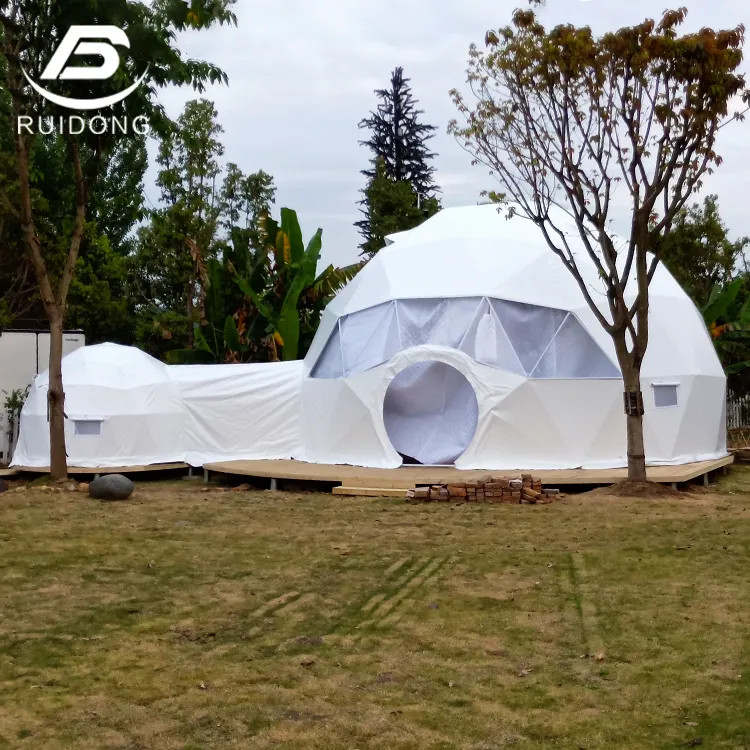 Waterproof Outdoor White Transparent 3 4  person Camping Geodesic Dome Tent Small PVC Glamping Tents for Sales