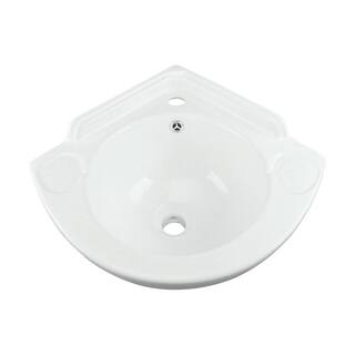 RENOVATORS SUPPLY MANUFACTURING Mountain Pond 20-12 in. Corner Wall Mounted Bathroom Sink in White with Overflow 13262