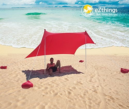 EZthings Sun shade Protection Beach Tents - Lightweight Tent Canopy with Sandbag Anchors (Royal Blue， 8.2 ft x 5 ft - 5.4 ft Tall)