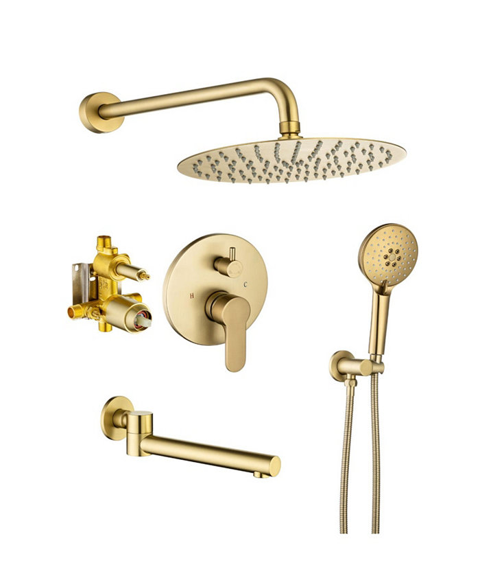 Simplie Fun Tub Shower Faucets Sets Complete Bathtub Faucet Set Brushed Nickel Bathtub Shower System with Tub Spout Bathroom Tub and Shower Faucet Combo Trim Kit with Rough-in Valve