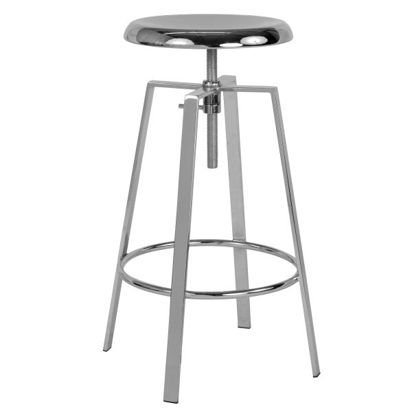 Toledo Industrial Style Barstool with Swivel Lift Adjustable Height Seat in Chrome Finish