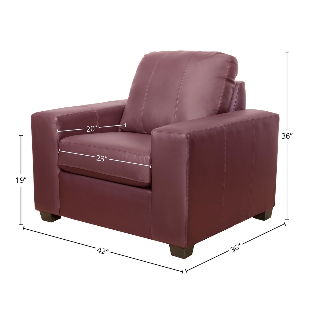 Eupora Genuine Leather Sofa  Loveseat and Chair Set   Burgundy