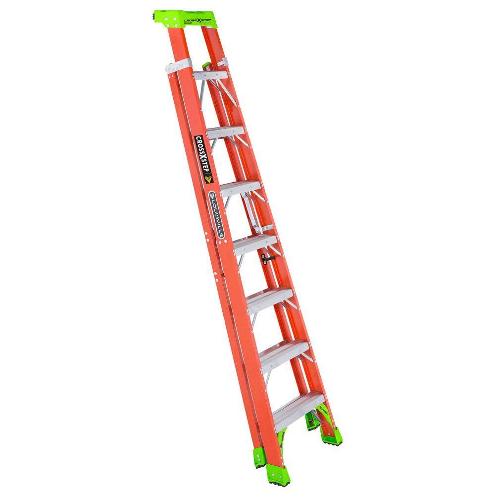 Louisville Ladder Cross Step 8 ft. Fiberglass Leaning Step Ladder (12 ft. Reach) 300 lbs. Load Capacity Type IA Duty Rating L-3080-08