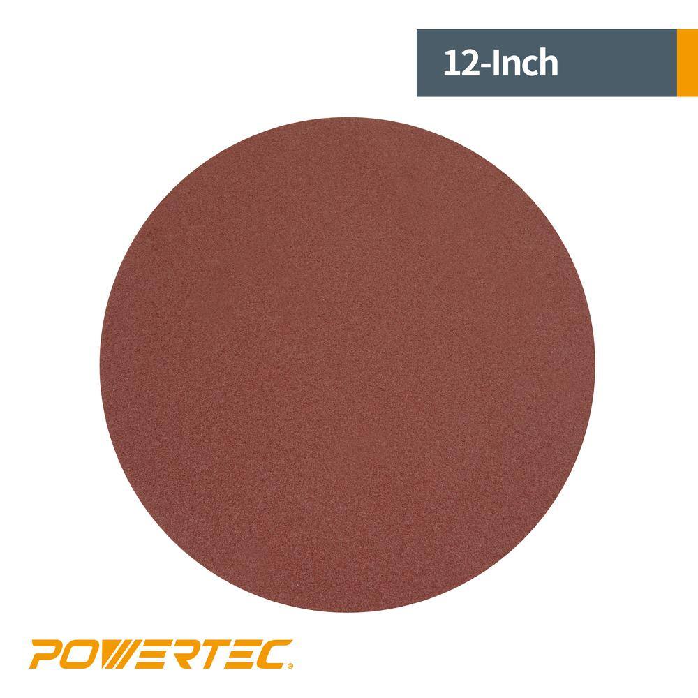 POWERTEC 12 in. 80 Grit PSA Aluminum Oxide Self Stick Sanding Disc (10-Pack) 110600