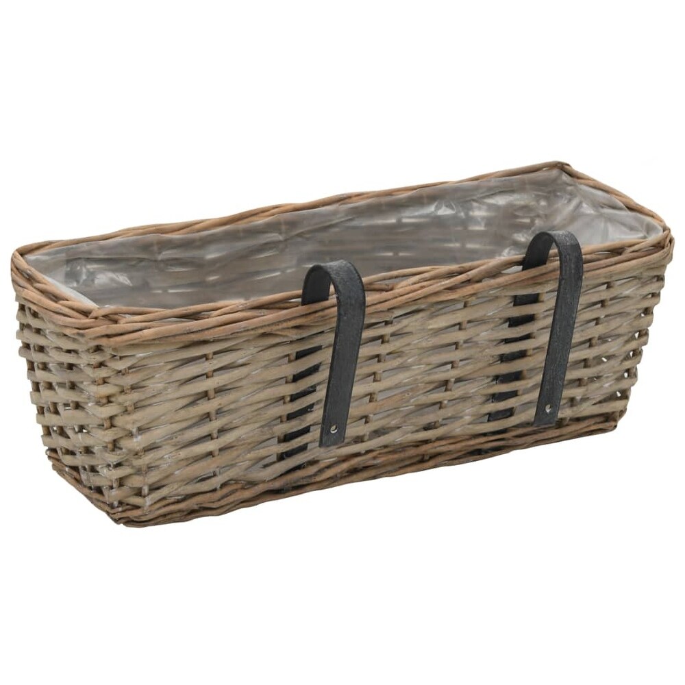 vidaXL Balcony Planter 2 pcs Wicker with PE Lining 15.7\