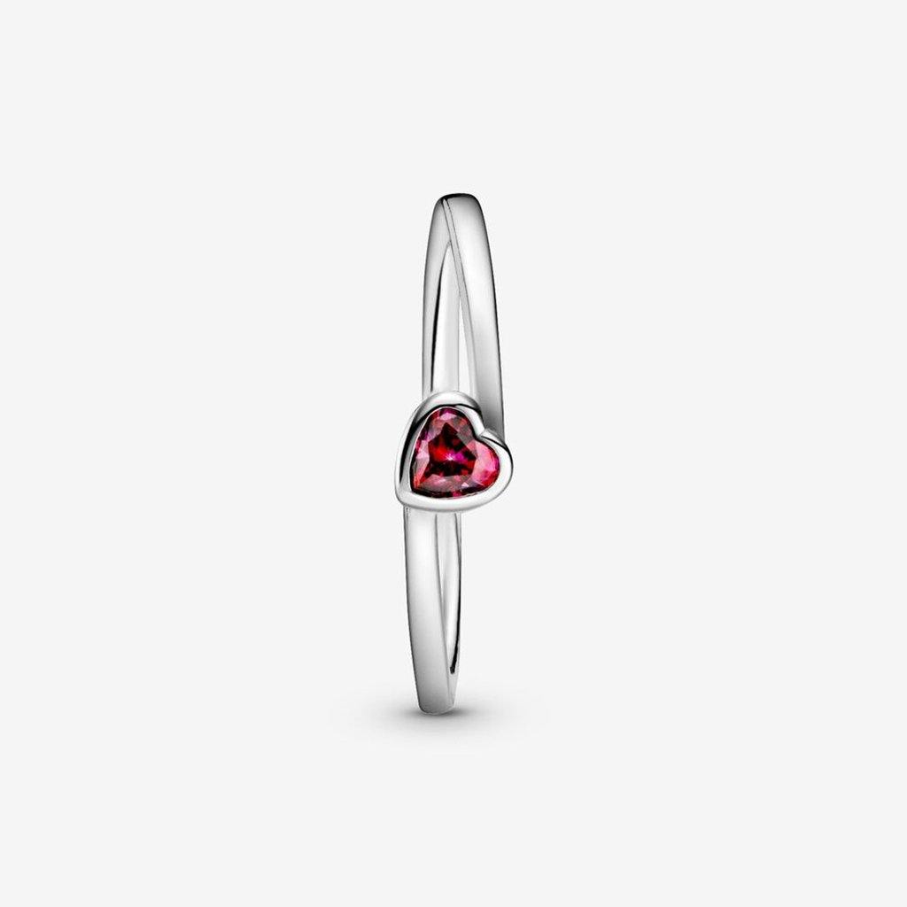 PANDORA  Red Tilted Heart Solitaire Ring