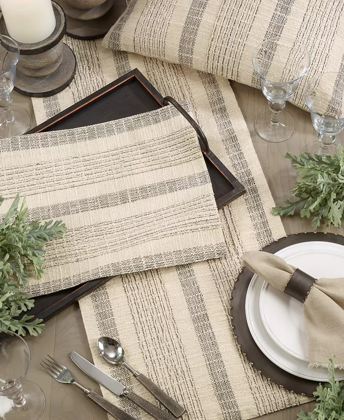 Saro Lifestyle Woven Table Runner with Striped Design 54 x 16