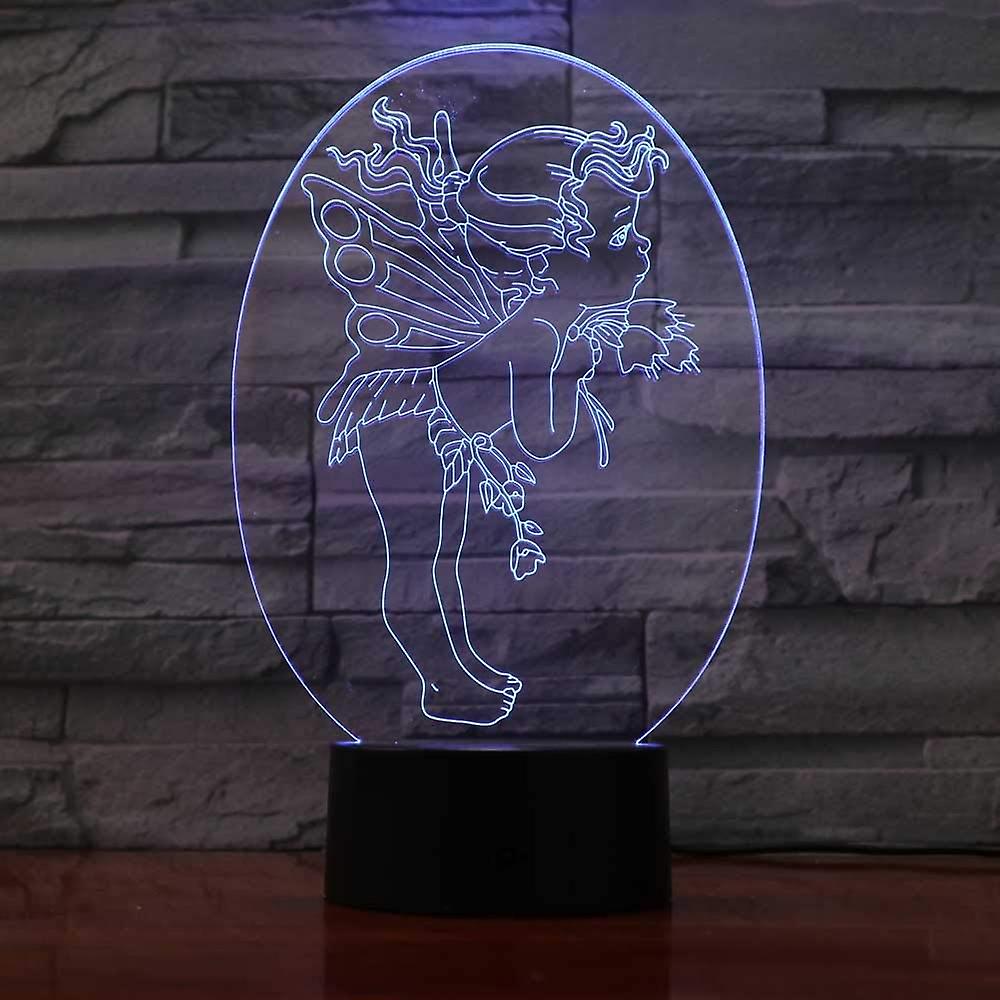 3d Little Boy Angel Night Light Touch Table Desk Optical Illusion Lamps 7 Color Changing Lights Home Xmas Birthday Christmas Gift