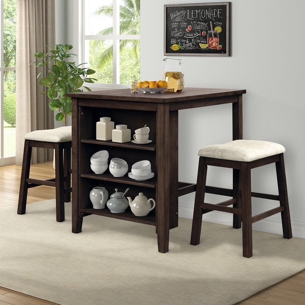 3 Piece Square Dining Table with Padded Stools