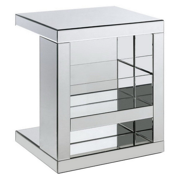 Benjara BM250272 Accent Table with Mirrored Panels...