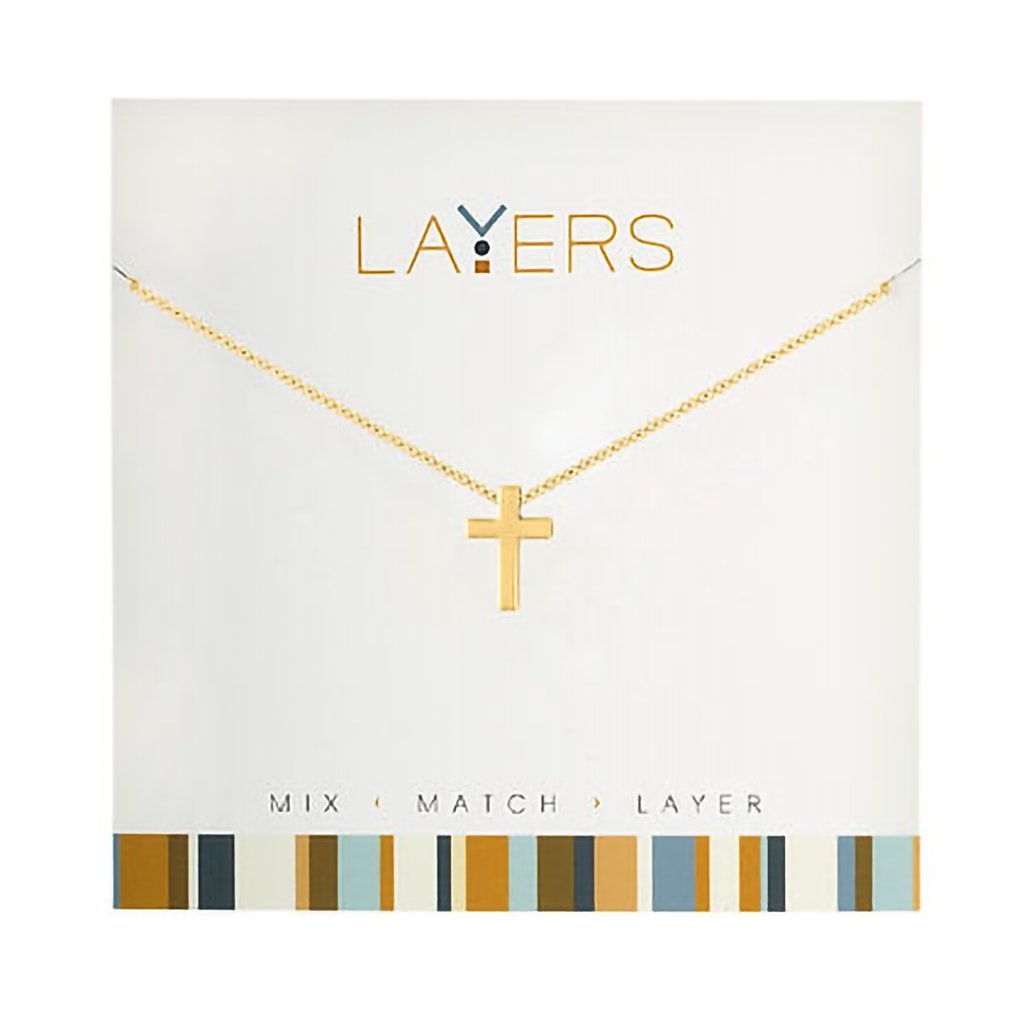 Center Court  Gold Cross Layers Necklace