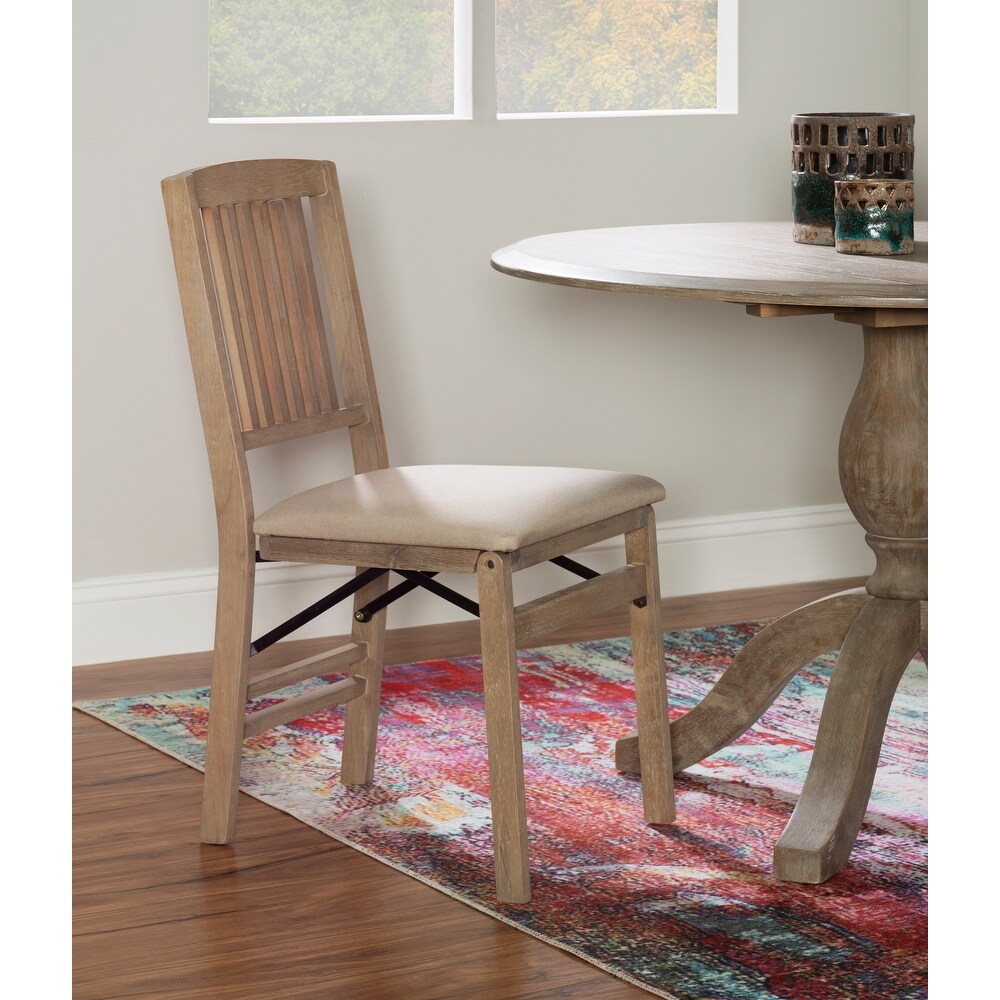 Lesvos Mission Grey Wash Folding Side Dining Chair (Set of 2)