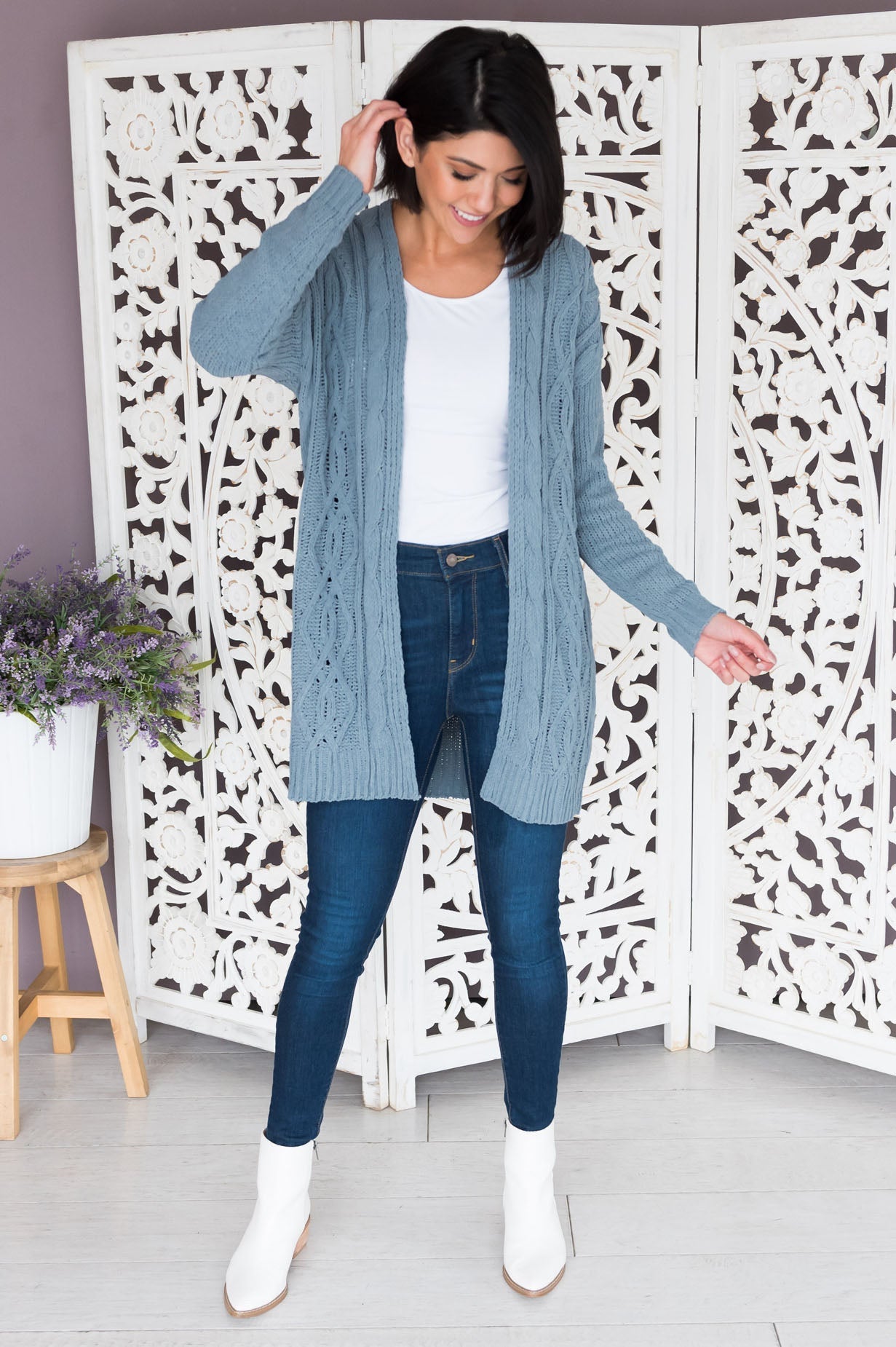 Warms My Heart Modest Chenille Cardigan